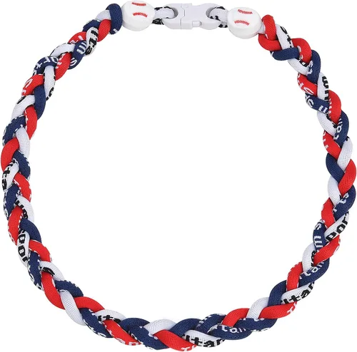 Miniatura 12 de Collar de béisbol de 18 pulgadas, regalos de goteo de béisbol, collares deportivos de tres trenzas, collares de titanio Tornado de cuerda deportiva