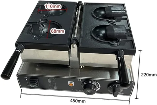 Miniatura 4 de Taiyaki - Máquina para hacer gofres en forma de oso de boca abierta para hacer helado de oso Taiyaki, máquina para hacer conos de oso (110 V)