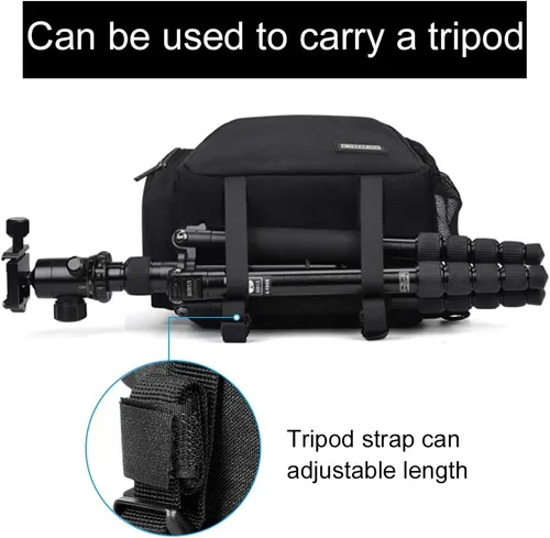 Miniatura 6 de CADeN - Mochila para cámara estilo bandolera, maletín con soporte para trípode para cámaras DSLR/SLR sin espejo (Canon Nikon Sony Pentax) Negro