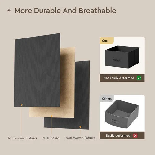 Miniatura 7 de Yetom Cómoda Cambiador de Bebé con Ruedas, Cómoda para Bebé con 6 Cajones de Tela con Superficie de Cambio, Estación de Cambio de Pañales Negro
