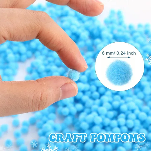 Miniatura 2 de Shappy 2000 mini pompones de Navidad de 0.236 pulgadas para hacer manualidades, disfraz de Navidad, bolas de pompones pequeños, suministros de Azul