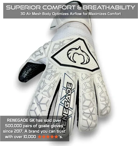 Miniatura 3 de Guantes de portero Renegade GK Triton con protección antimicrobiana (tallas 5-11, 3 estilos, nivel 2) Protectores de dedos Pro-Tek y Super Agarre