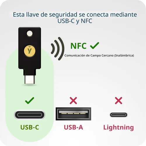 Miniatura 6 de Yubico - Clave de seguridad C NFC - Compatibilidad básica - Autenticación multifactor (MFA) Clave de seguridad y llave de acceso, Conectar a través