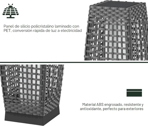 Miniatura 3 de Lámpara de pie para exteriores Grand Patio, lámpara de pie solar, resistente al agua, de mimbre, lámpara colgante para terraza, luces decorativas