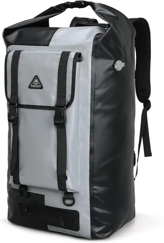Miniatura 8 de Haimont Mochila enrollable 100% impermeable de gran capacidad IPX7, bolsa seca con bolsillos y válvula de aire, kayak, campamento, 60/100L