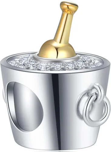 Love Coffee and Champagne - Dijes de plata de ley 925, copa de vino, piña y fresa, cono de helado, copa de cóctel, maíz, champiñón, colgante de