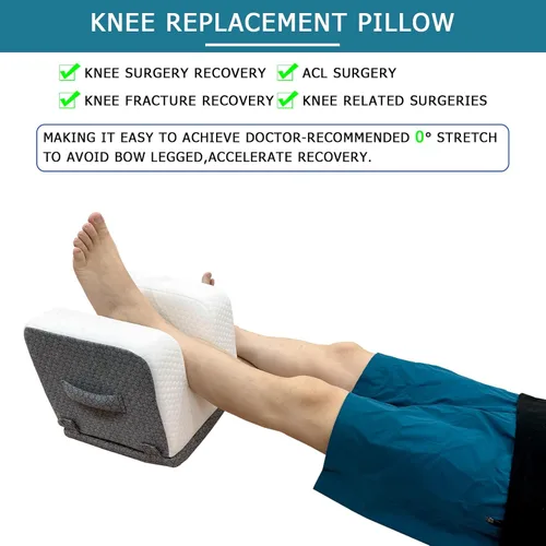 Miniatura 2 de Almohada de repuesto de rodilla – 4 alturas ajustables para extensión completa de pierna recta – Equipo de recuperación poscirugía con mango – Cuña