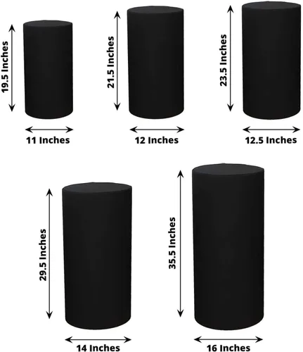 Miniatura 3 de Efavormart - Juego de 5 fundas de soporte para caja de exhibición cilíndrica de elastano, color negro, fundas elásticas para pilar de pedestal, 160
