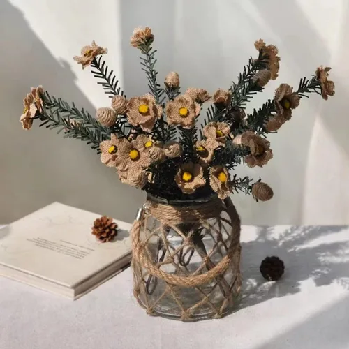 Miniatura 4 de Tarro náutico rústico colgante de masón, red creativa, florero de vidrio con flor seca con asa, 6.5 pulgadas 1 jarrón de 6.5 pulgadas