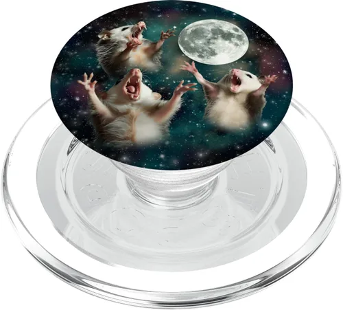 Miniatura 8 de Three Opposum Moon 3 Zarigüeya Luna muerta Extraño Meme maldito PopSockets PopGrip estándar