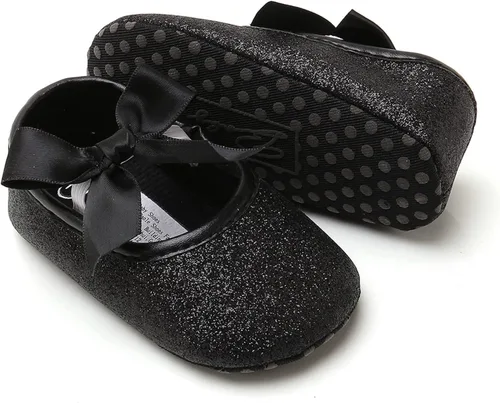 Miniatura 53 de RVROVIC Mocasines de princesa para bebé, zapatos brillantes de Mary Jane, zapatos de cuna de suela suave y ligera de primera calidad, zapatos