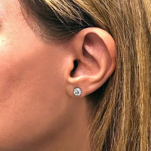 Miniatura 4 de Aretes de tuerca con certificación IGI de 1 a 10 quilates de color D-E y claridad VS1-VS2 cultivados en laboratorio para mujer, aretes de oro blanco