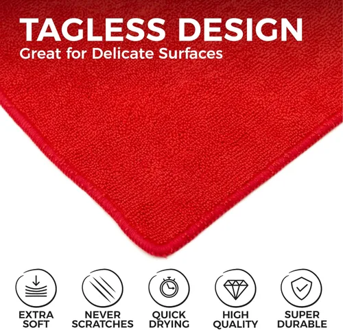 Miniatura 2 de (Paquete de 12) 12" x 12 in. toallas de limpieza de microfibra de grado comercial para usos múltiples, altamente absorbentes, sin pelusa, sin Rojo