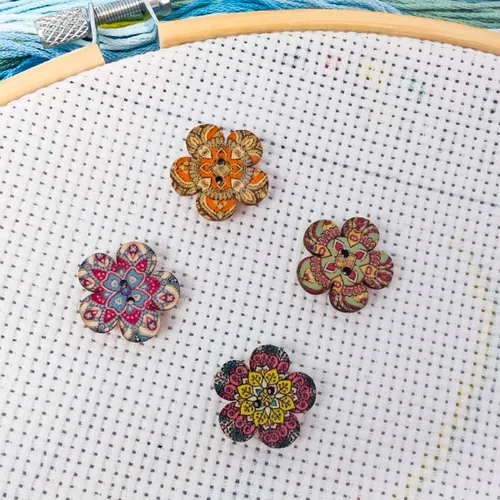 Miniatura 2 de 4 piezas retro pintadas pequeñas flores agujas, soporte magnético para punto de cruz, accesorios de costura y bordado, aguja magnética niñera