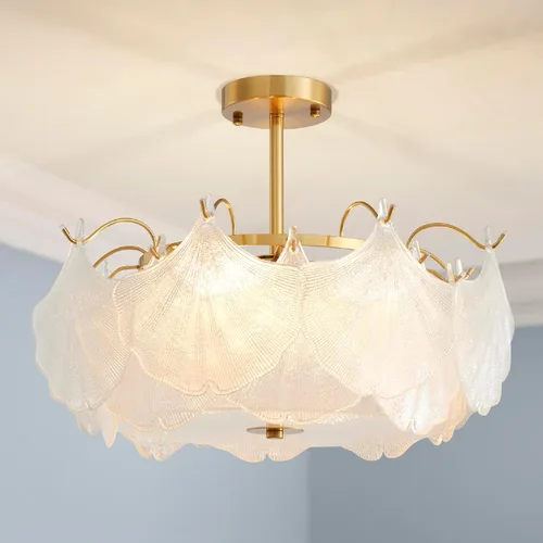 Miniatura 11 de AGV LIGHTING Elegante Lámpara de Araña de Cristal, Accesorio de Iluminación Moderno Vintage Colgante para Comedor, D18 x H10, Pantalla de 2 Niveles