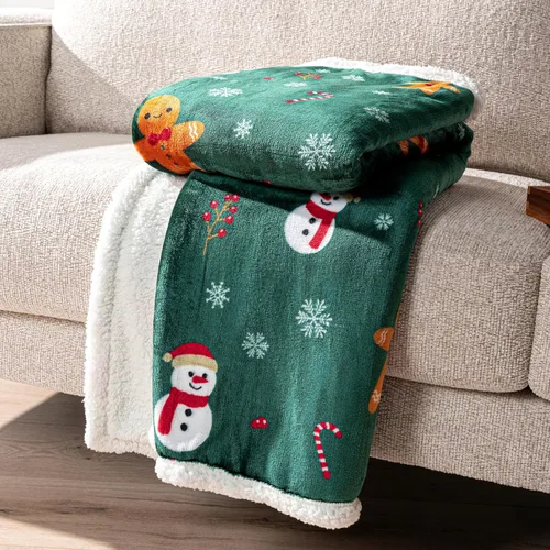 Miniatura 9 de PAVILIA Premium Manta de vellón sherpa de Navidad regalo de decoración navideña, afelpada, cálida y acogedora, de microfibra y reversible