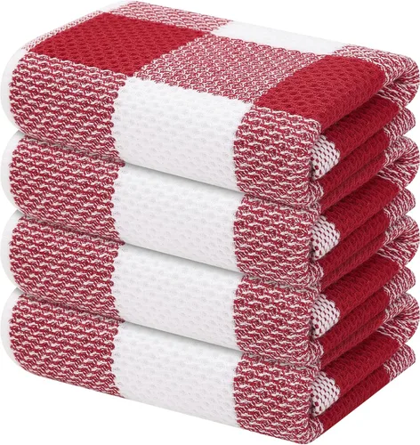 Mordimy Toallas de cocina 100% algodón con tejido de gofre, 13 x 28 pulgadas, paños de cocina súper suaves y absorbentes para secar platos, paquete