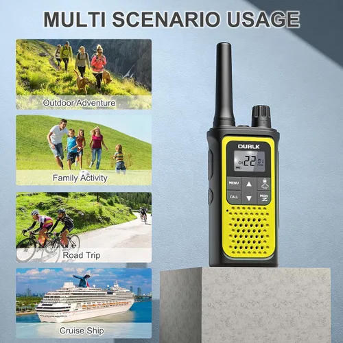 Miniatura 6 de Walkie Talkies recargables de largo alcance, paquete de 4 Walkie Talkies para adultos NOAA con alerta meteorológica, radio de 2 vías de 22 canales