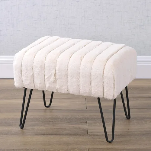 Miniatura 4 de Home Soft Things - Banco otomano de piel sintética blanca de visón, 19 x 13 x 17 pulgadas, color blanco antiguo, se puede usar como reposapiés