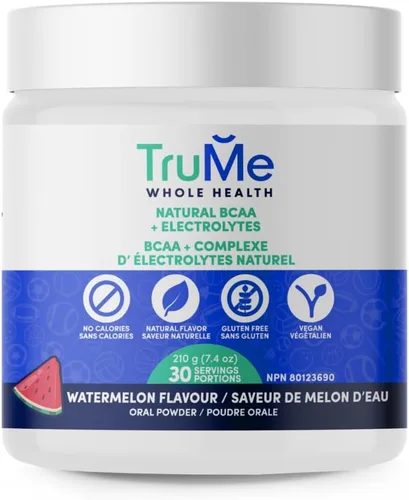 TruMe - Polvo natural BCAA con electrolitos - Suplemento vegano después del entrenamiento - Sandía agria - Polvo de electrolitos potente sin azúcar