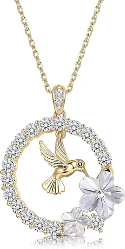 Sllaiss Collar con colgante de colibrí chapado en oro de 18 quilates para mujer collar de animales cristales de Austria regalo de joyería para el