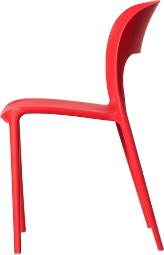 Miniatura 5 de Fabulaxe Silla de comedor moderna de plástico para exteriores con respaldo curvado abierto, juego de 2 unidades Juego de 2 rojo