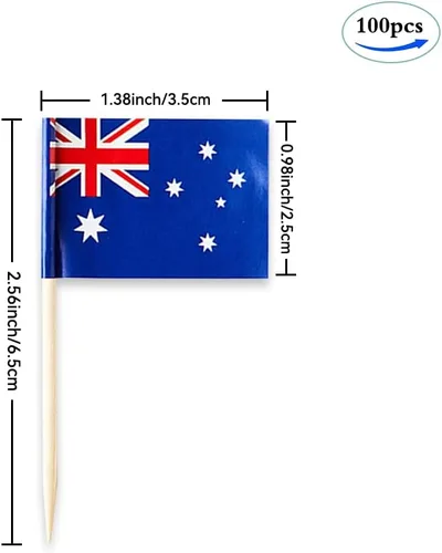Miniatura 2 de Palillos de dientes pequeños con bandera australiana para aperitivos de fiesta, cupcakes, pasteles y comida, perfectos para vacaciones nacionales