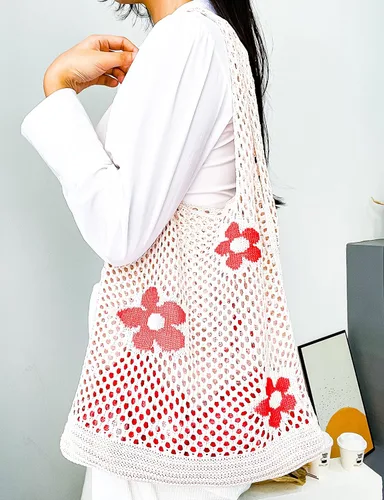 Miniatura 7 de ENBEI Bolsas bohemias, bolsa de punto de hombro, bolsa de mano Y2K estética, bolso de ganchillo lindo para mujeres, regalos hippie