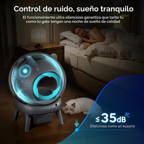 Miniatura 6 de Caja de arena automática, caja de arena autolimpiante con control de aplicación, gran capacidad para múltiples gatos, control de ruido y olor