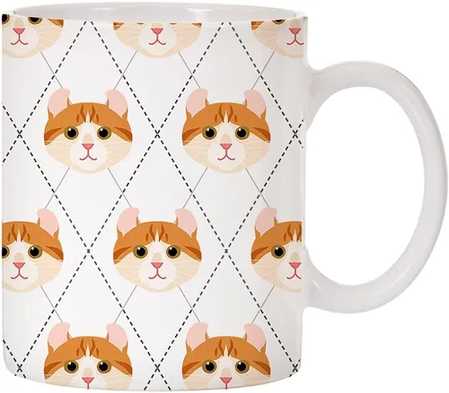 Miniatura 25 de Adorable Cat Breed Design Argyle Pattern Taza de café de cerámica (abisinian)
