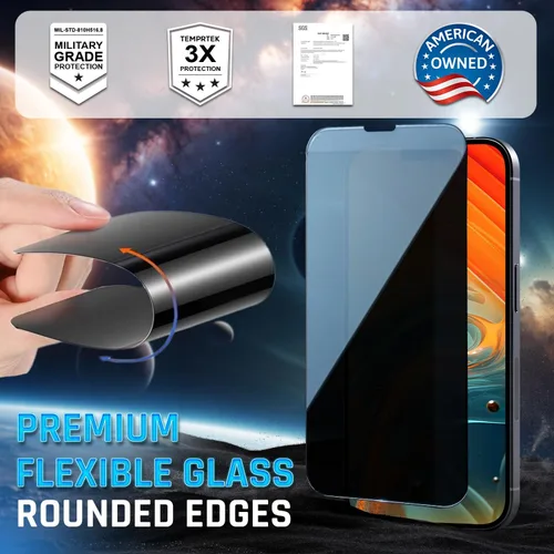Miniatura 4 de TEMPRTEK+ Paquete de 2 para iPhone 13Pro Max/14 Plus Protector de visualización con privacidad, vidrio templado antiespía, resistencia a arañazos