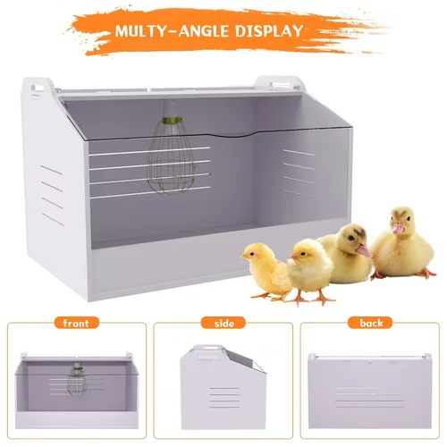 Miniatura 4 de Caja para criadores de pollos con lámpara de calor, adecuada para pollos, patos, loros y lagartos (19 x 12 x 12 pulgadas)