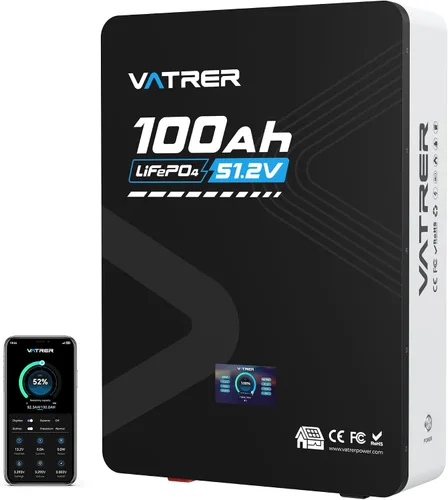 Miniatura 11 de VATRER POWER Batería LiFePO4 de litio de 48 V 100 AH, BMS de 100 A integrado, con pantalla inteligente táctil y aplicación móvil, salida de potencia