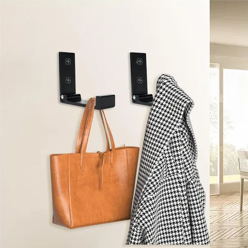 Miniatura 2 de Aynoo Gancho plegable para abrigos, 2 ganchos de pared plegables, ganchos de metal resistente para toallas, paquete de 2