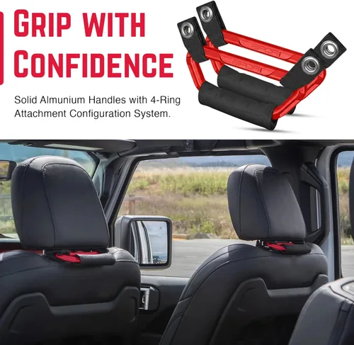 Miniatura 5 de GP BackGrip PRO - Empuñadura para reposacabezas de pasajeros de automóvil para camión y automóvil Wrangler JL JT JK para todoterreno, niños y Rojo