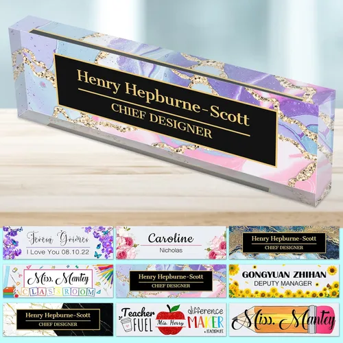 Miniatura 41 de Placa de nombre de escritorio personalizada para profesores, placa de nombre para escritorios, placa de escritorio de vidrio acrílico transparente