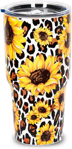 Vaso aislado con tapa, tazas de café de viaje de acero inoxidable, regalos de girasol para mujeres, mamá, papá, taza para beber el día del juego