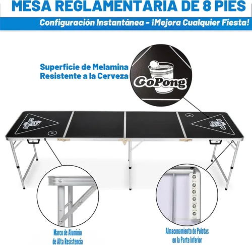 Miniatura 2 de GoPong 8 Foot Portable Beer Pong/Tailgate Tables (Black, Football, American Flag, or Custom Dry Erase)