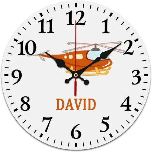 Miniatura 13 de Relojes de avión azules personalizados, decoración de pared para sala de juegos para niños, sin tictac, funciona con pilas, movimiento silencioso