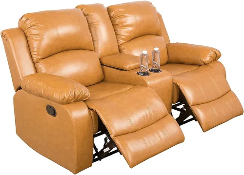 Miniatura 32 de Juego de muebles de sala de estar de cuero reconstituido con sofá reclinable, juego de sofá reclinable, silla de dos cuerpos, juegos de muebles