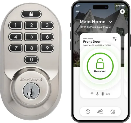 Miniatura 12 de Kwikset Halo - Cerradura inteligente Wi-Fi, cerradura de puerta sin llave con cerrojo, desbloqueo automático por geocerca, certificación grado AAA