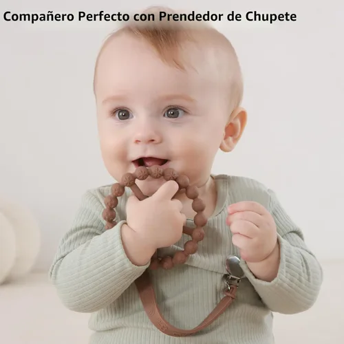 Miniatura 5 de Paquete de 3 Mordedores de Anillo Juguetes para Bebés e Infantes, Artículos Esenciales para Bebés, Juguetes de Anillo de Dentición de Silicona
