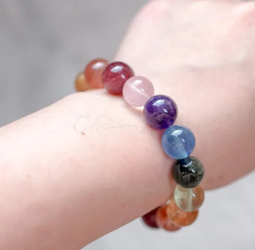 Miniatura 99 de Precious Gemstone Natural Crystal Healing Bracelet, Rutilated Quartz, Moonstone, Quartz Handmade Original Design Bracelet