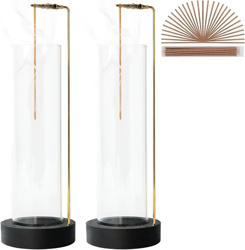 Miniatura 10 de Soporte para varillas de incienso, quemador de incienso anti-cenizas con 30 varillas de incienso, recogedor de cenizas de vidrio desmontable
