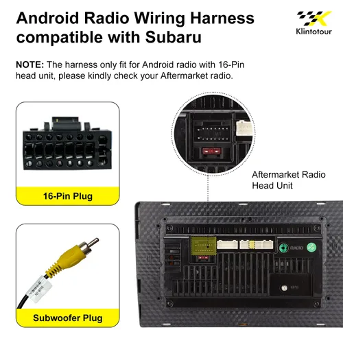 Miniatura 3 de Aftermarket - Adaptador de cableado de radio compatible con Subaru Forester 2008-2011, arnés estéreo de coche Android de 16 pines con audio
