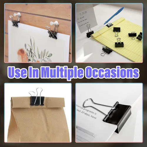 Miniatura 7 de Paquete de 40 clips medianos para carpeta, 1 1/4 pulgadas / 1.260 in, abrazaderas de papel de metal negro para oficina, escuela, hogar, bricolaje