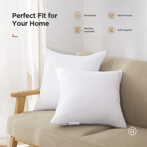 Miniatura 2 de Acanva Insertos decorativos cuadrados para almohada, relleno hipoalergénico para cojín, 30 cm L x 30 cm W, blanco