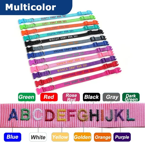 Miniatura 4 de Collar acolchado para perro, collar personalizado de neopreno suave para mascotas, nombre y número de teléfono bordado personalizado para mascotas