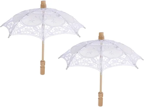 Toyvian Paraguas de encaje para boda, 2 unidades, diseño vintage, flores bordadas, accesorios románticos para fotos de novia, accesorio de disfraz