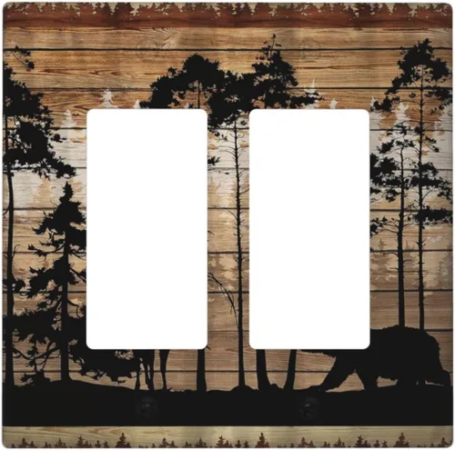 Miniatura 25 de Cubiertas Decorativas para Placas de Interruptor Boho Country Eucalipto Rústico Acuarela Hojas Verdes 2 Gang Placa de Pared Cubierta de Placa